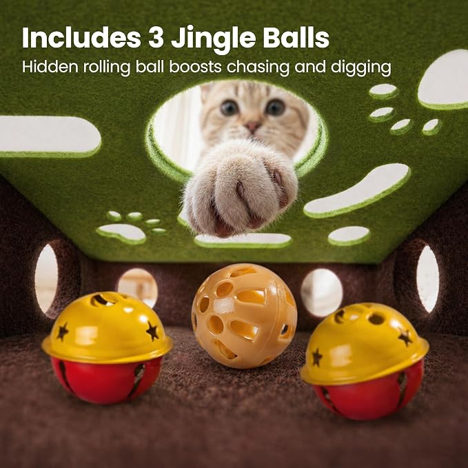 Potaroma Interactive Cat Puzzle Toy, Felt Maze with Rolling Balls, Indoor Enrichment Hunting Play Toy for Kitten Adult Cats to Relieve Boredom & Burn Energy