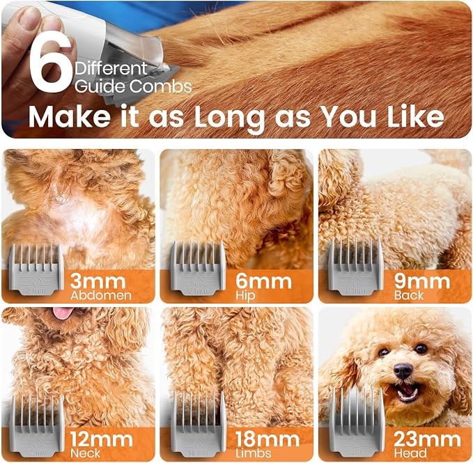 oneisall Dog Grooming Vacuum with Clipper & Nail Grinder&Trimmer | 7 Pet Grooming Tools, Deshedding Brush, Removes Shedding Hair, Pet Home Cleaning,1.5L Dust Cup, Purple Available