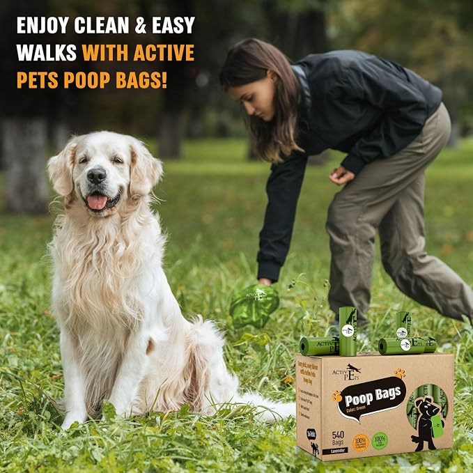 Active Pets Extra Thick, Leak-Proof Dog Waste Bags - Lavender-Scented, Eco-Friendly, Easy-Tear, Strong Doggy Bags For Poop