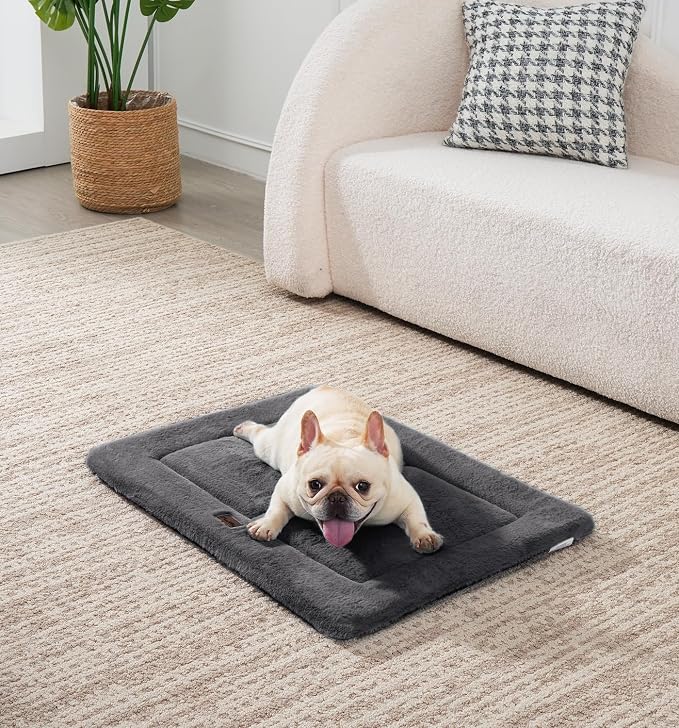 MADE 4 PETS Dog Crate Pad Washable Dog Bed for Small Dogs, 24"x18" | Washable & Reversible, Anti-Slip Kennel Mat for Cozy Sleeping, Soft Fluffy Dog Bed for Indoor & Outdoor Use, , Dark Gray
