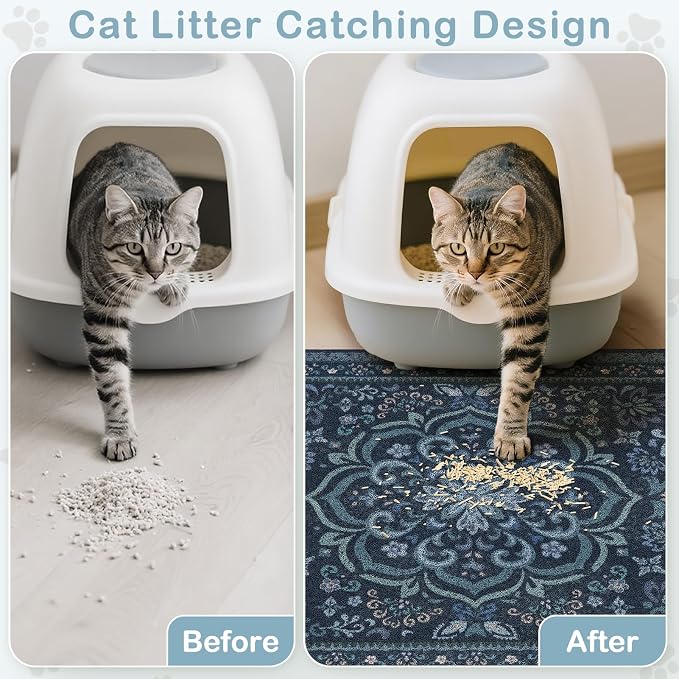 Unicorn Catcher 33"x22" Cat Litter Mat Non-Slip Washable Litter Box Mat | High-Density PVC Litter Catcher Mat Efficiently Traps Scattered Litter From Paws To Keep Floors Clean