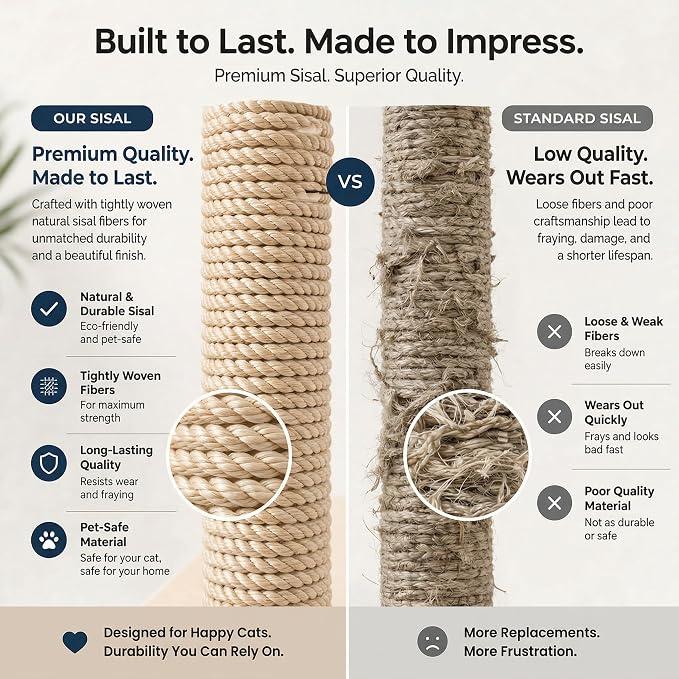 Cat Scratching Post with Perch for Large Cats – Modern Hammock Window Bed, Strong Suction Cups, Durable Eco, Space Saving Furniture for Indoor Cats