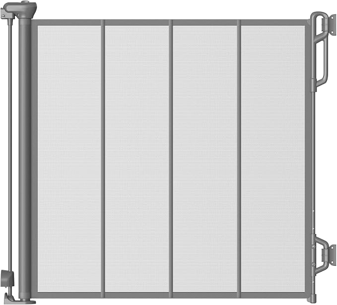 Spaceany Reinforced Retractable Baby Gate or Mesh Dog Gate,Easy to Use for Stairs, Doorways, Hallways, Indoor, Outdoor, Wide Pet Gate 33.5" Tall, Extends to 45" Wide, Gray
