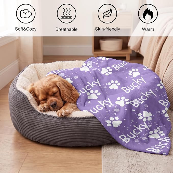 Personalized Dog Blanket, Customized Pet Blankets with Name Picture, Throw Blanket for Small Medium Large Dog Puppy Cat
