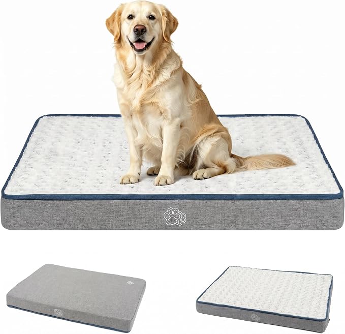 EMPSIGN Reversible Dog Bed Mat for Crate Washable Pet Bed for Dogs | Plush Canvas Dog Bed with Reversible Dual-Sided Cover fits Crates and Kennels, Machine Washable for Easy Cleaning.