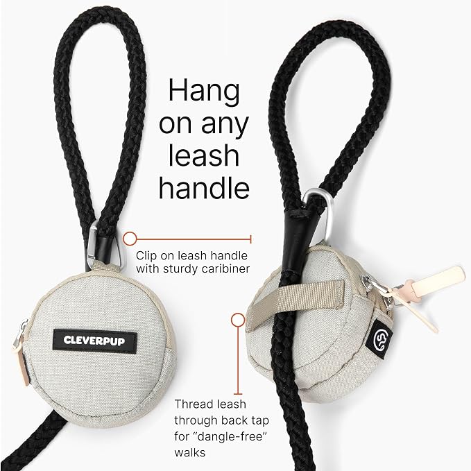 Snackpack Double Insulated Dog Treat Pouch – 1.5 Cup Capacity, 2 BPA-Free Waterproof Zipper Pockets, Carabiner for Belt/Leash – Compact Training & Travel Bag – Sand