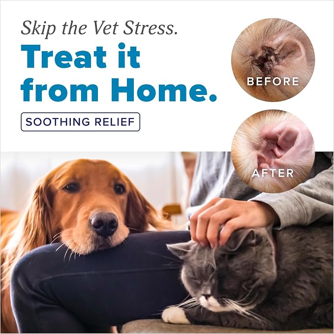TropiClean HomeVet Ear Mite Treatment for Dogs & Cats, Made in USA, 2oz
