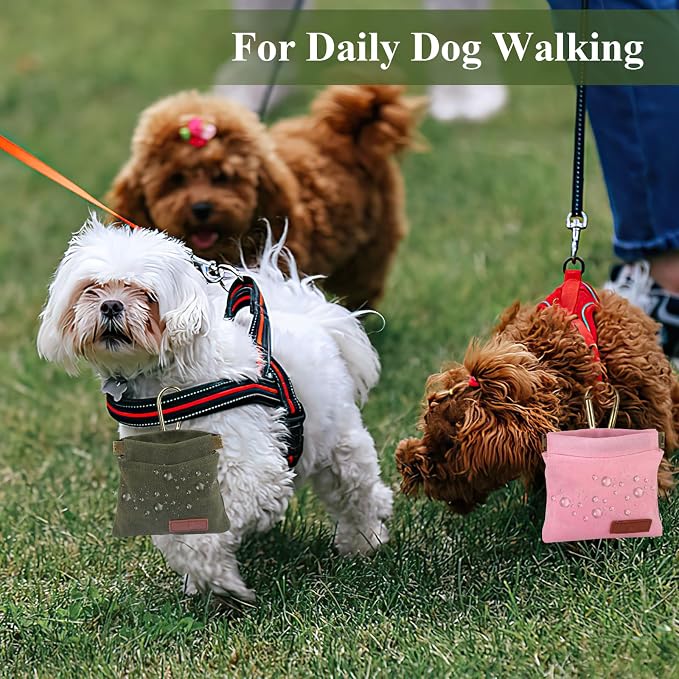 2Pcs Hands Free Dog Treat Pouches for Training, Walking and Outdoor Use | Dog Treat Bag with Carabiner, Hands Free, Auto Closing Pet Treat Pouch for Training,Walking, Hiking