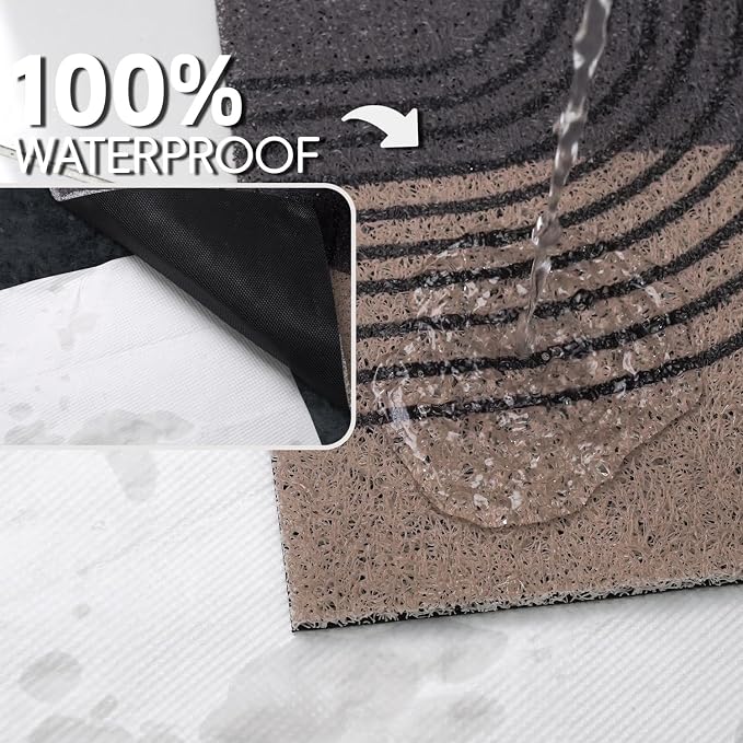 Cat Litter Mat Litter Trapping Mat, 40"x30" Waterproof Urine Proof Litter Box Mat Catcher Mat Non-Slip Washable for Kitty Kitten, Black