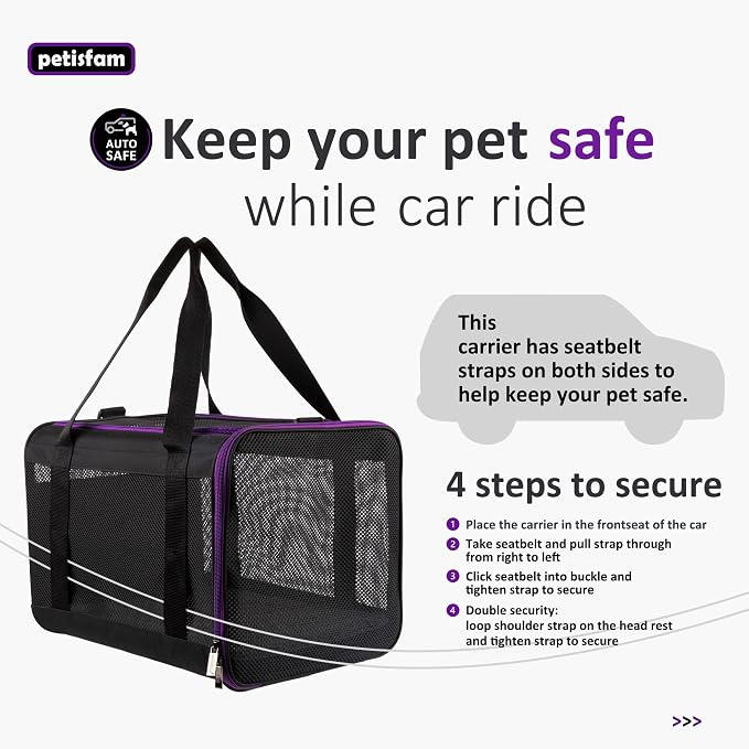 Soft Pet Carrier for Large and Medium Cats, 2 Kitties, Small Dogs. Easy to Get Cat in, Great for Cats that Don't Like Carriers (Black)