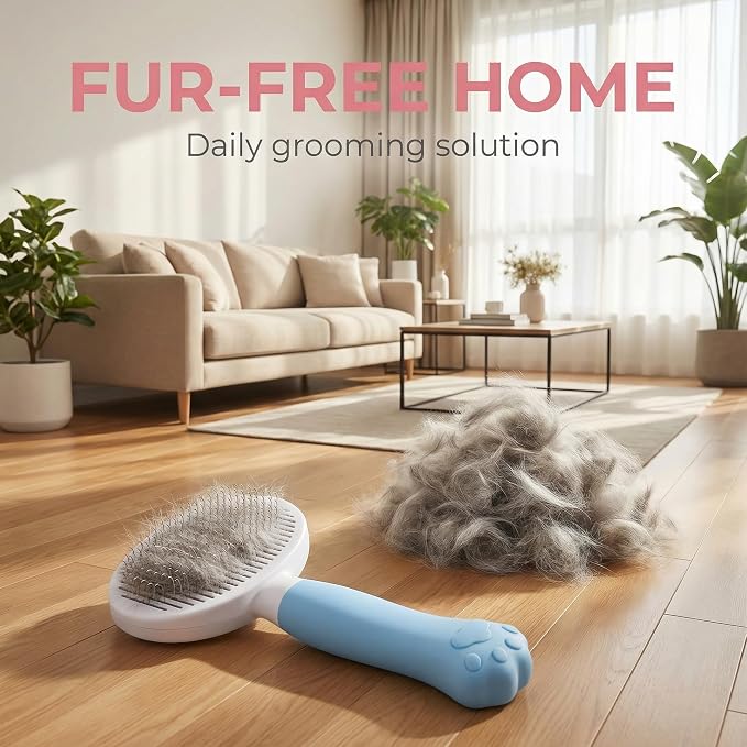 Cat Brush for Shedding for Indoor Cats & Dog Brush for Shedding - Perfect for Long & Short Haired Pets,Pet Brush for Dogs and Cats - Deshedding & Grooming Tool (Gray)