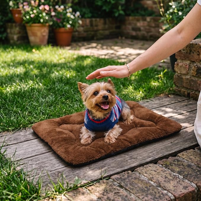 Dog Bed 22" for Metal Crate Pad, Washable Kennel Mat for Small Puppy & Cats | Soft faux rabbit fur, non-slip,machine wash/dry, plush cushioning, for crates, floors & travel, multiple sizes for all breeds