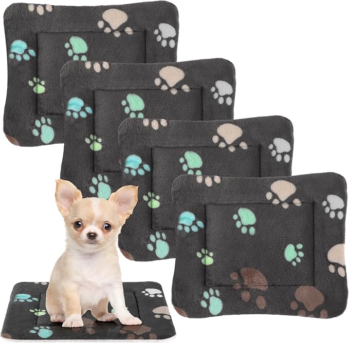 4 Pack Soft Pet Bed Mat Small Dog Crate Fleece | Tuanse Soft Pet Beds Mat Small Dog Crate Fleece,13 X 19 Inches,Black