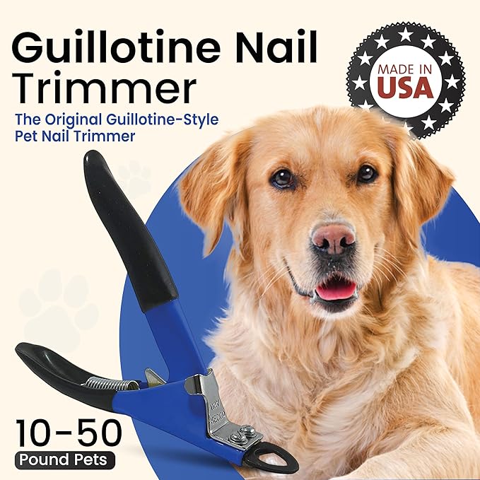 Resco Deluxe Dog Nail Clippers for Small to Medium Dogs - Professional USA-Made Guillotine Trimmer - Heavy Duty Steel, Blue