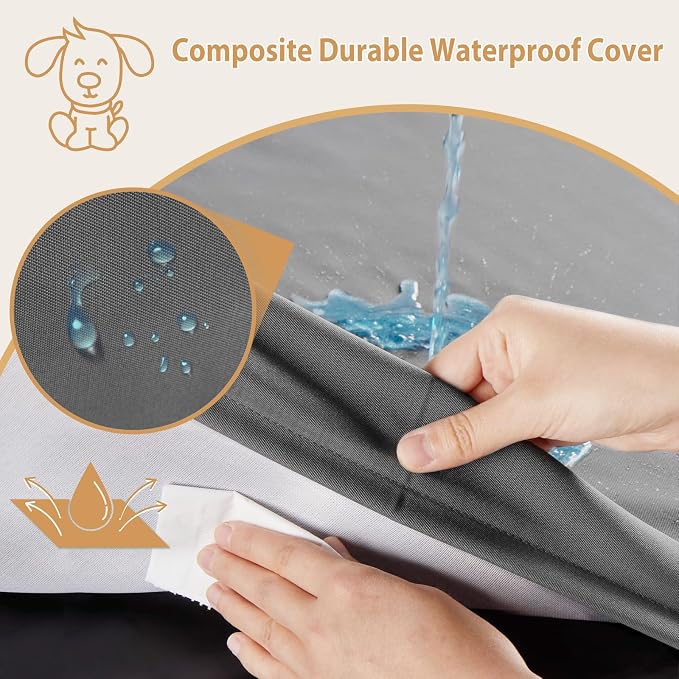BFPETHOME Outdoor Waterproof Dog Bed for Large Dogs, Washable Cover, 42" | Outdoor & Indoor Use, Waterproof, For Medium, Large, Extra Large Dogs, Orthopedic, Egg Crate Foam, Up to 90 lbs