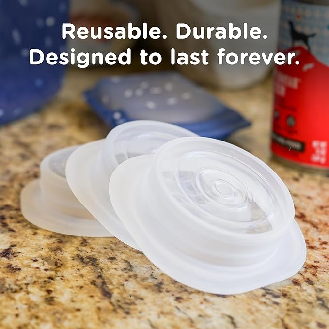 Stasher Pet Reusable Puppy Essentials Dog Food Can Lids, Cat Food Lids for Cans, Airtight Seal, Dog Travel Accessories, Food Grade Silicone Stretch Lids, Freezer & Dishwasher Safe, 3-Pack