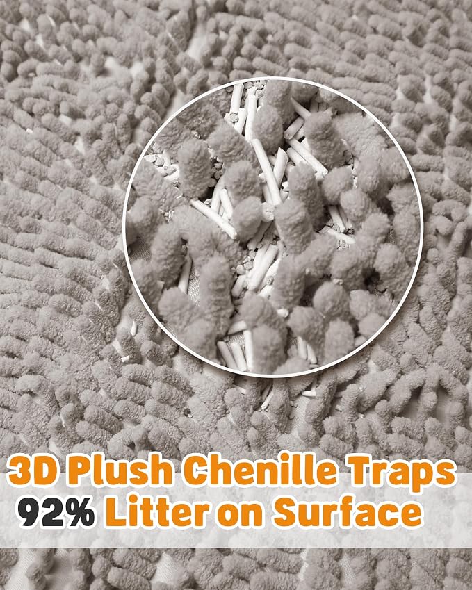 Cat Litter Mat Litter Trapping Mat, 22"x15" Plush Cat Litter Rug Catcher, Easy to Clean, Machine Washable