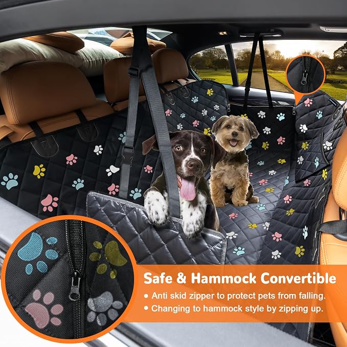 URPOWER Dog Car Seat Cover for Pets 100% Waterproof Seat Cover Hammock 600D Heavy Duty Scratch Proof Nonslip Durable Soft Back Seat Covers for Full Size Trucks