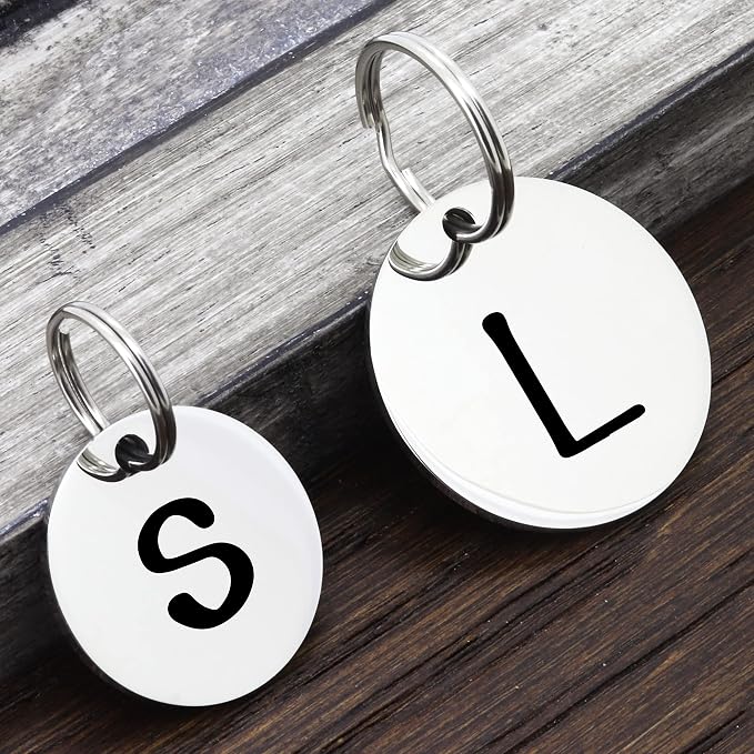Ultra Joys Personalized Dog Tags for Pets - Durable Stainless Steel Customizable Dog Cat ID Tags - Dog Tags for Safety Optional Engraved on Both Sides -Round Shape Dog Tag Small Size, Silver