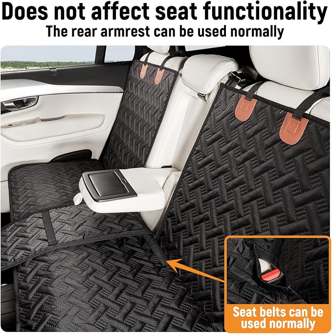 YJGF Dog Car Seat Cover for Back Seat Truck,Truck Back Seat Pet Cover for Dogs,Waterproof Scratchproof Rear Bench Seat Cover Protector (Black, XL)