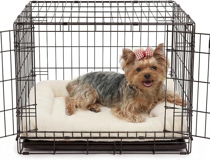 Dog Crate Bed 22x13,Washable Dog Crate Pad for Medium Dogs,Soft Kennel Bed Mattress with Non Slip Bottom,Beige