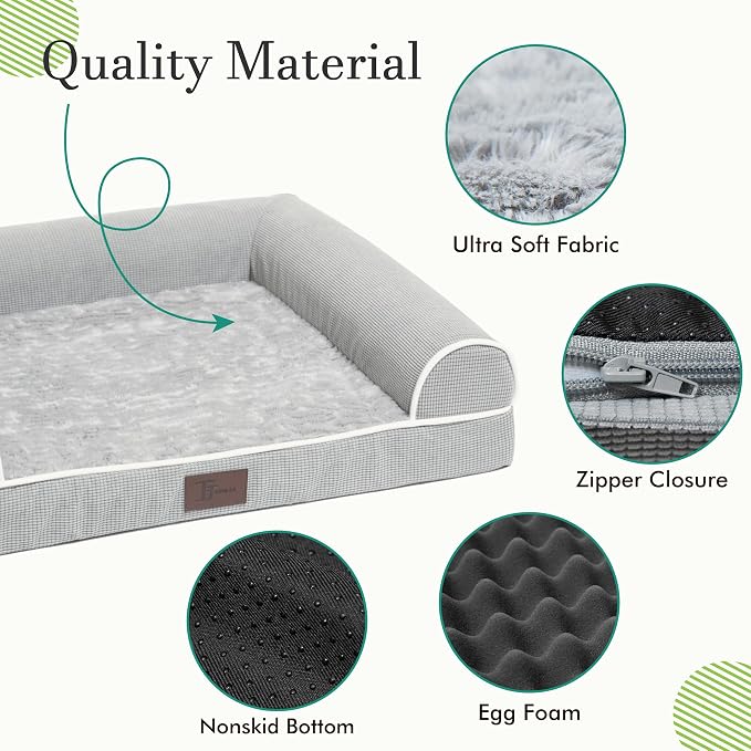 TJSOULER Orthopedic Dog Beds for Small Medium Dogs,Waterproof Lined Egg Crate Foam Pet Bed Mat with Removable and Washable Cover and Non Slip Bottom,Dog Sofa Soft Bed