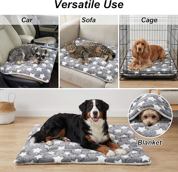 4 Pcs Washable Dog Bed Crate Mat Pad, Reversible Kennel Pad for Crate Pet, Replaceable Dog Cat Bed Guinea Pig Mats Ultra Soft for Small, Medium, Large Dogs Machine Washable 24x16 Inch