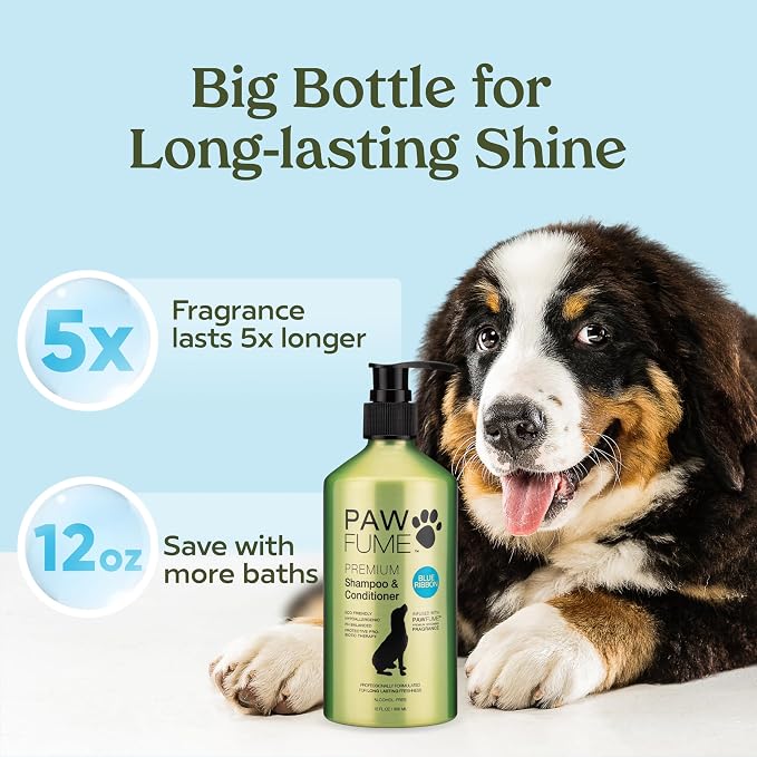 PAWFUME Dog Shampoo and Conditioner, Blue Ribbon, 1-Pack | Probiotic pH-balanced formula nourishes, detangles and deep cleans for silky coat, Puppy Shampoo and Conditioner
