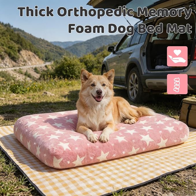 Orthopedic Dog Bed for Large Dogs with Removable Washable Cover | Orthopedic foam support, egg-crate design for joint pain relief, breathable cover, non-slip bottom, crate-friendly travel bed