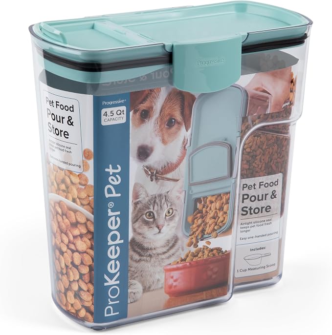 ProKeeper by Progressive Pet Food Storage Collection – Airtight Containers for Dog and Cat Food & Treats – Silicone Seal, Stackable, Dishwasher Safe (4.5 Quart Pet Food Pour & Store)