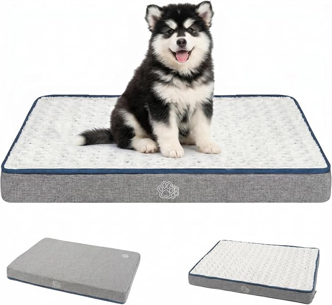 EMPSIGN Reversible Dog Bed Mat for Crate Washable Pet Bed for Dogs | Plush Canvas Dog Bed with Reversible Dual-Sided Cover fits Crates and Kennels, Machine Washable for Easy Cleaning.