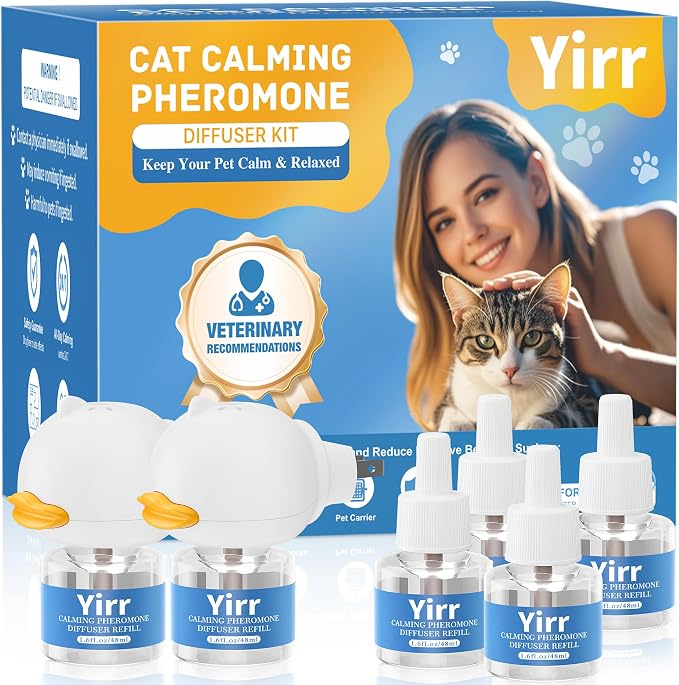 120 Days Cat Calming Pheromone Diffuser Kit, 1 Diffuser 3 Refill | 4 in 1 Multicat Calming Plug in, Relaxing Pheromone for Cat Relief Stress Anxiety Fighting Scratching, Odorless