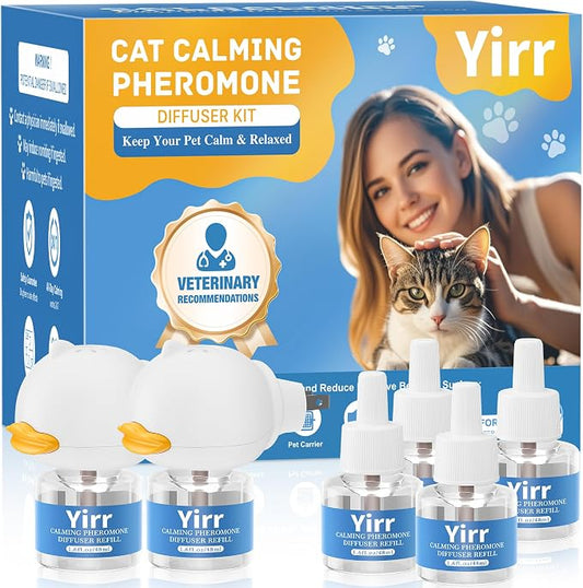 120 Days Cat Calming Pheromone Diffuser Kit, 1 Diffuser 3 Refill | 4 in 1 Multicat Calming Plug in, Relaxing Pheromone for Cat Relief Stress Anxiety Fighting Scratching, Odorless