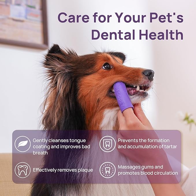 HICC PET Dog Toothbrush, Anti-Slip Dog Tooth Brushing Kit, Dog Finger Toothbrush for Plaque and Tartar Cleaning, Dog Teeth Cleaning for Medium & Large Pets, Safer & Softer Liquid Silicone, 2-Pack