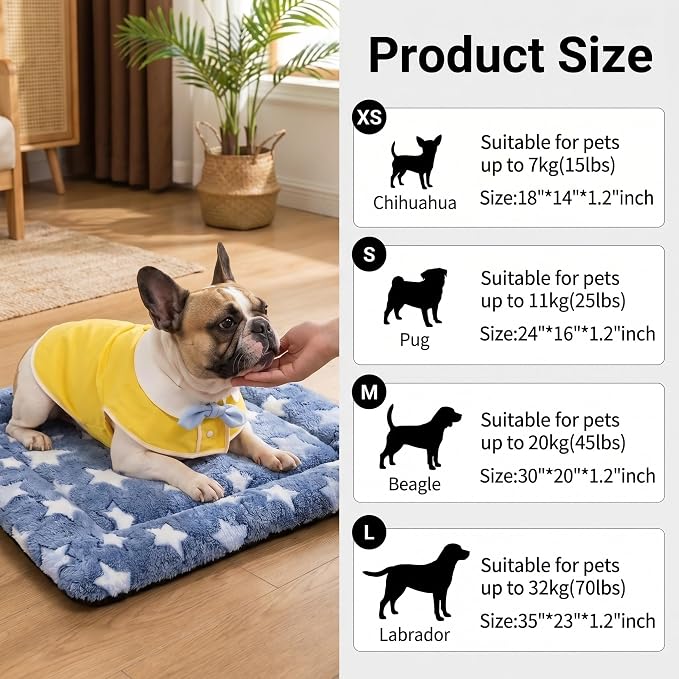 Dog Bed Mat - Soft Crate Pad for Kennel, Durable Pet Bed for Small Dogs & Cats - Comfort Support for Pet Crate, Cage, House