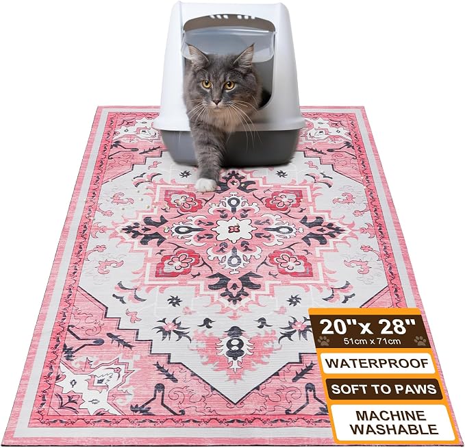 BEAUTYZOO Cat Litter Mat, 20" x 28" Litter Trapping Mat, Waterproof | Scatter Control, Absorbent Urine‑Proof, Soft On Paws, Non‑Slip, Machine Washable, For Indoor Cats & Kittens, Floor Use