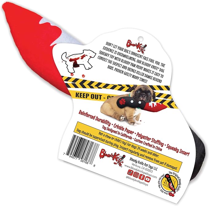 Bloody Knife® Brand Dog Toy (Medium) | Halloween Horror Plush Toy for Small and Medium Dog Breeds | Scary Funny Squeaky and Crinkle Toy | Machine Washable