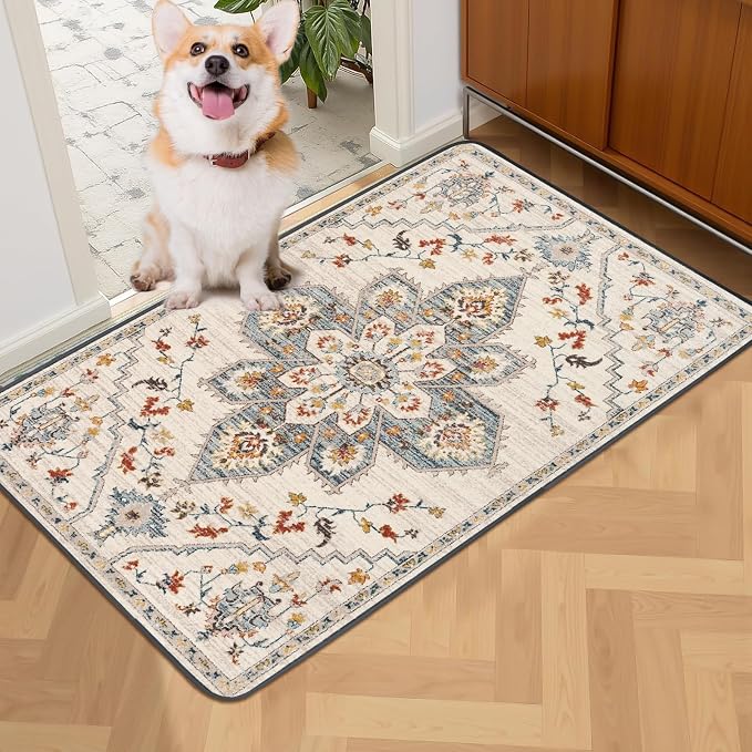 SCLOSE Washable Pee Pads for Dogs 2 Pack, 36" x 24" Reusable Puppy Pads Waterproof, Super Absorbent Dog Rugs, Leakproof, Dog Crate Pad, Playpen Mat, Whelping Pads, White Medallion