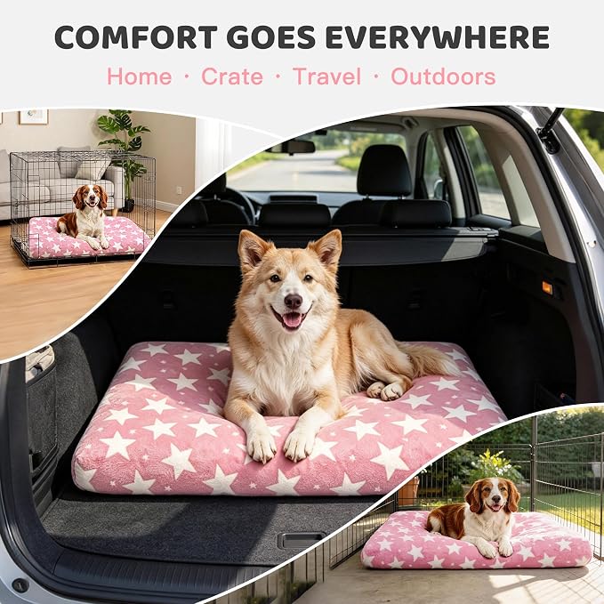 Orthopedic Dog Bed for Large Dogs with Removable Washable Cover | Orthopedic foam support, egg-crate design for joint pain relief, breathable cover, non-slip bottom, crate-friendly travel bed