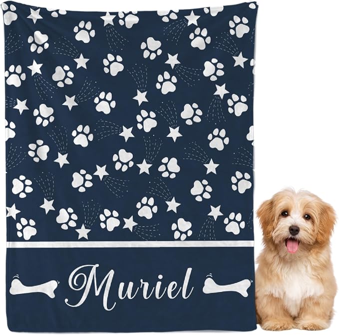 Custom Dog Blankets with Pictures, Personalized Name Blanket for Pets, Customized Pet Photo Throw,The Lightweight Blanket All-Season 50"x40" for Kids