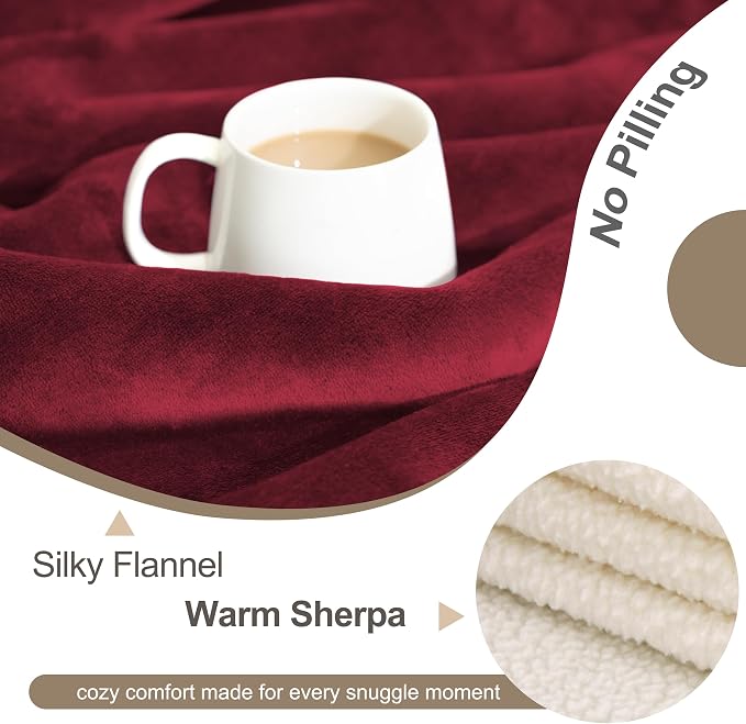 gogobunny Waterproof Bed Blanket, Reversible Sherpa Fleece Throw Blanket for Dog Puppy Cat, Furniture Cover Protects Bed Couch Sofa from Liquid Pee and Pet Fur (Romantic Red, 25x35 inches)