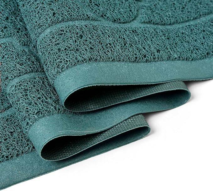 Cat Litter Box Mat, Kitty Premium PVC Pad, Durable Trapping Rug, Phthalate Free, Urine-Resistant, Scatter Control, XXL 47 x 36 Inch, Celadon Green