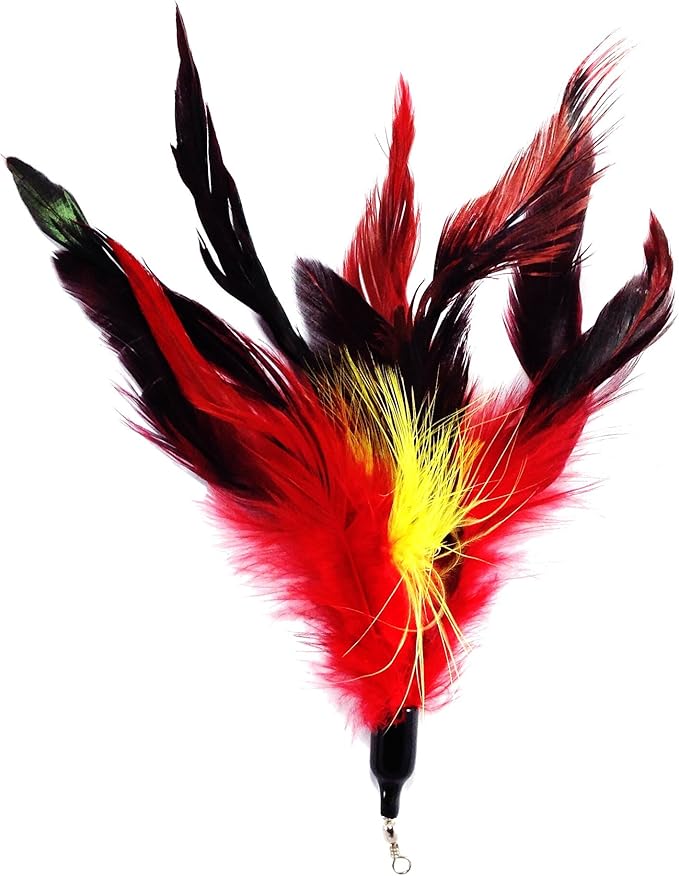Pet Fit for Life Multi Piece Replacement Feathers Pack Plus Bonus Soft Furry Tail for Interactive Cat and Kitten Toy Wands…