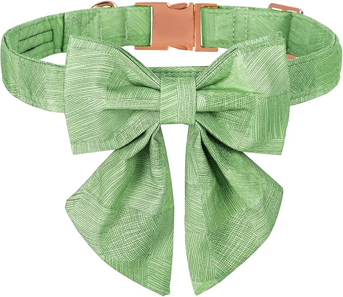 Maca Bates Dog Collar-Colorful Grid and Ripple Pattern Sailor Bow Tie,Adjustable Collar with Metal Buckle for Cat and Dog