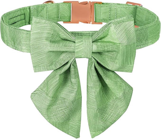Maca Bates Dog Collar-Colorful Grid and Ripple Pattern Sailor Bow Tie,Adjustable Collar with Metal Buckle for Cat and Dog