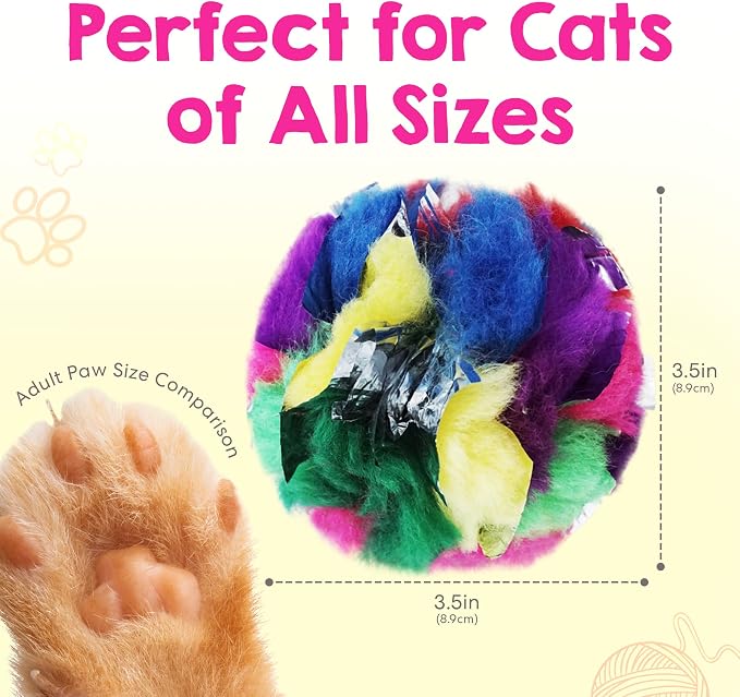Jumbo Cat Crinkle Ball 3.5 Inch | 1 Pack | Interactive Indoor Cat Toy, Safe Lightweight Build with Durable Crinkle Material and Engaging Sound