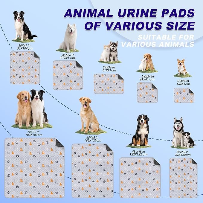 WanpeeGoo Washable Pee Pads for Dogs, Waterproof, 48 x 48 in, 2 Pack, Orng | Super Absorbent, Waterproof and Non-Slip; Washable, Reusable Dog Pads for Crates, Playpens, Floors, Furniture and Travel