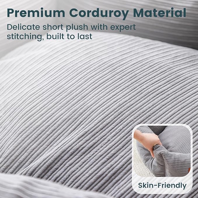 Medium Dog Bed, 30 Inch Washable Corduroy Dog Bed with Removable Cover & Anti-Slip Bottom, Durable Comfort for Medium to Large Dogs up to 45 lbs (Gray)