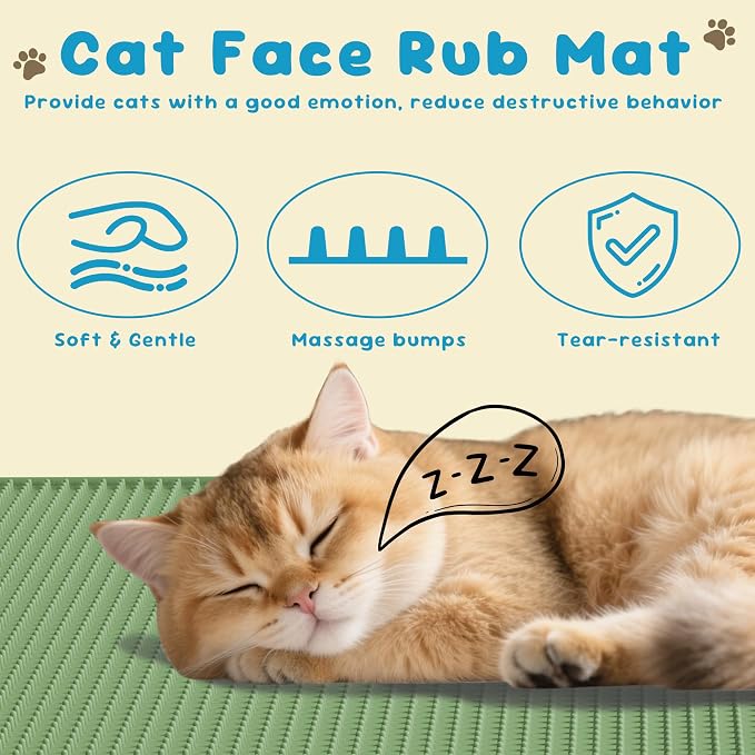 Cat Litter Mat, (33" X 21") Silicone Litter Trapping Mat - Waterproof/Urine Proof, Litter Box Mat - Keep the Floor Clean Green