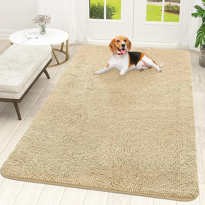 OLANLY Dog Door Mat for Muddy Paws 70x46, Super Absorbent Chenille Mud Mat | Sand, Absorbs Moisture and Dirt, Non-Slip Machine Washable Doormat, Quick-Drying Indoor Entryway Floor Carpet for Dogs